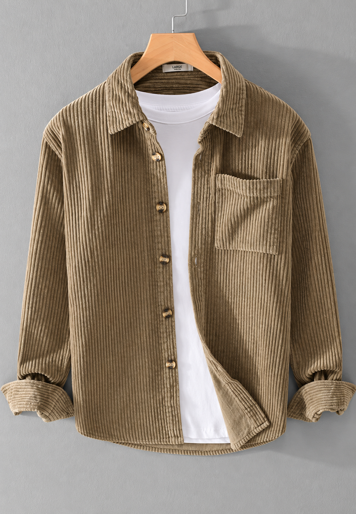 Confort masculin: surchemise homme beige, coupe décontractée. Idéale pour l'automne, facile à superposer, toutes tailles.