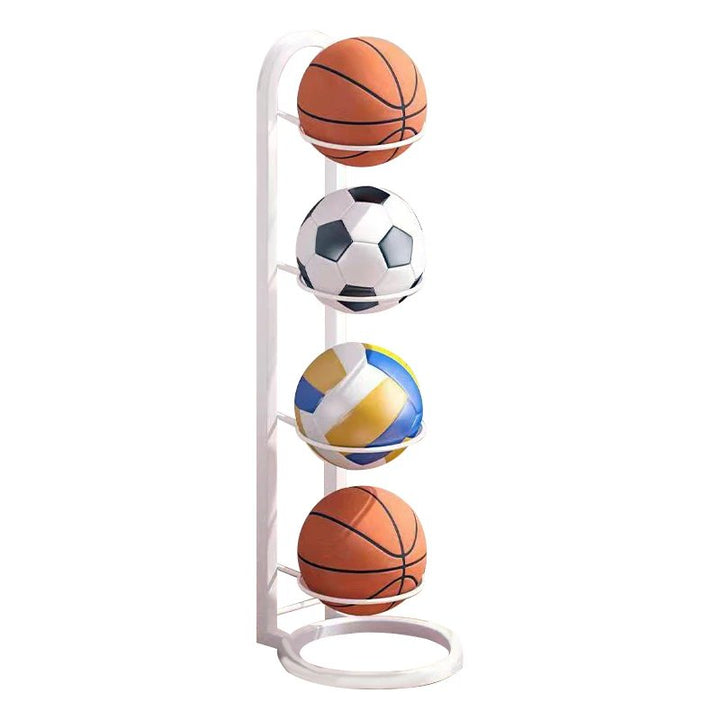 Design compact pour le rangement de plusieurs ballons de sport. Solution simple et efficace pour le garage.