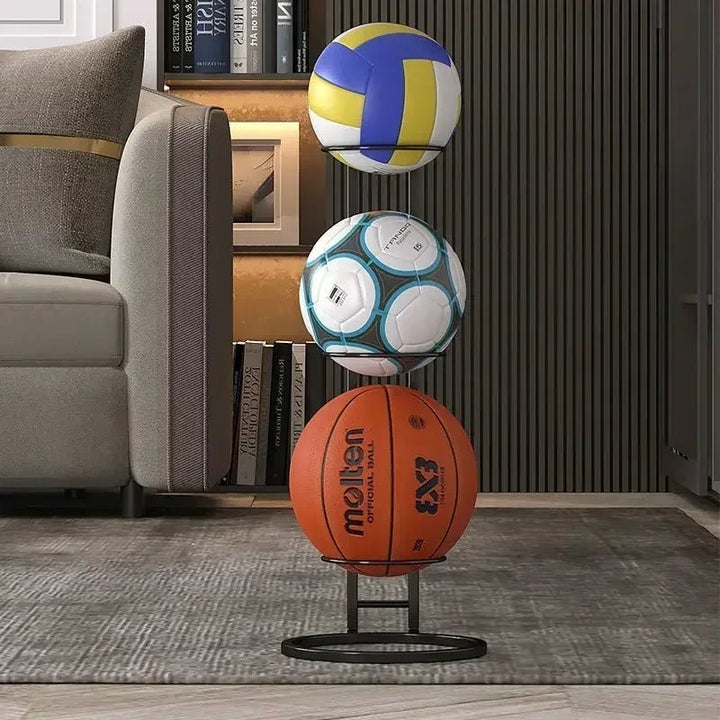 Étagère verticale pour ballons de sport, robuste. Parfaite pour gymnases, écoles ou centre sportif.