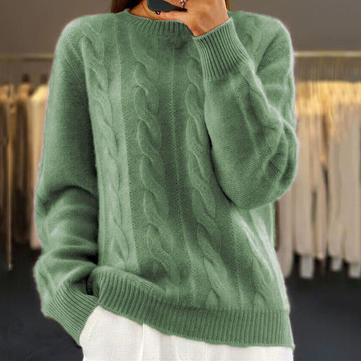 Pull femme à manches longues en tricot doux, style élégant et chic, parfait pour l'hiver et l'automne.