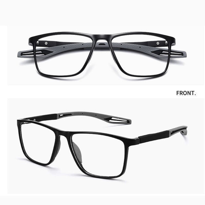 Verres optiques multifocaux anti-lumière bleue sur lunettes de lecture légères et confortables pour hommes.