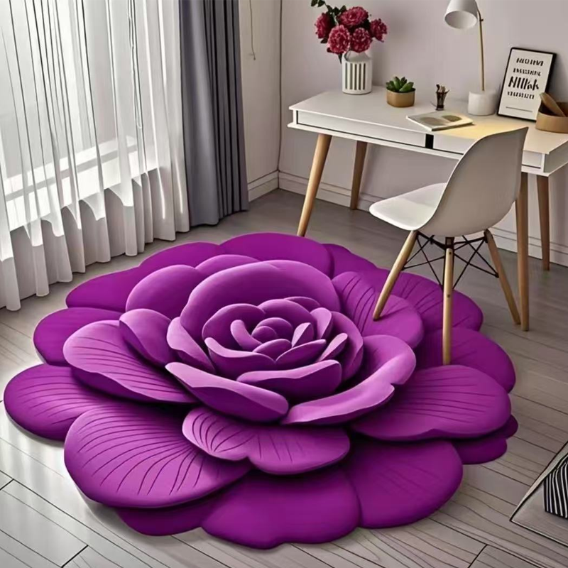 Tapis de sol BloomMat confortable en velours cristal, motif floral, absorbant pour un intérieur cosy et stylé.