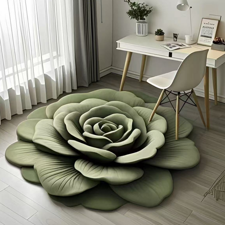 Tapis de sol BloomMat élégant, motif floral, velours cristal doux, idéal pour la décoration de votre maison.