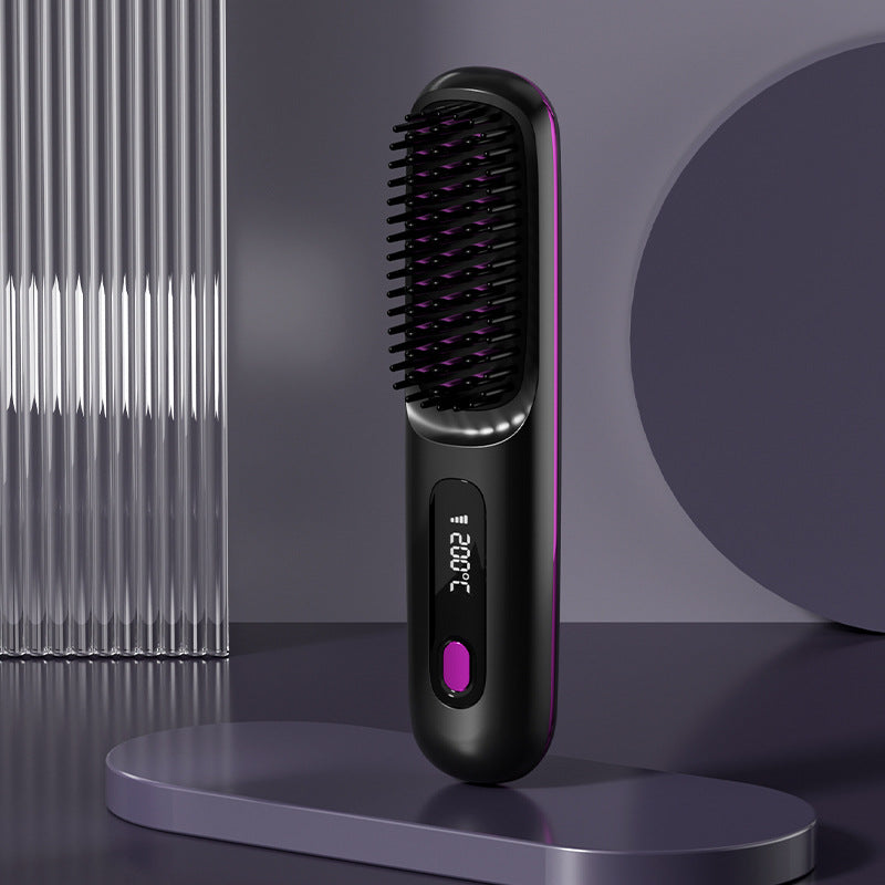 Lissez vos cheveux rapidement avec la brosse lissante céramique sans fil et portable.