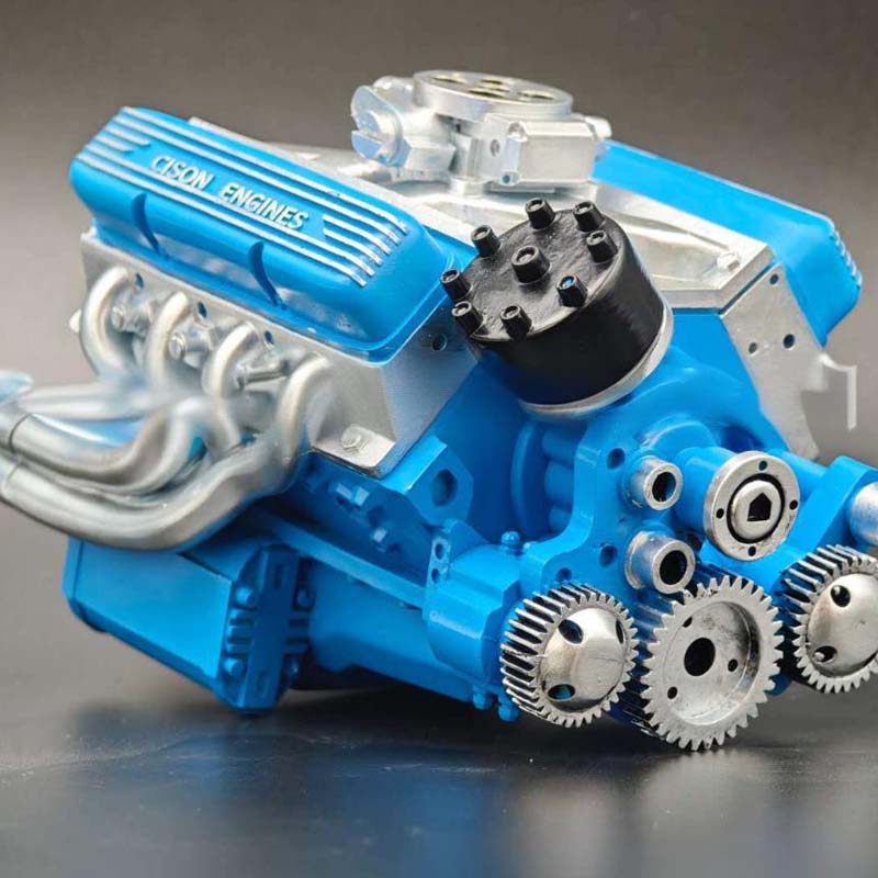 Modèle réduit moteur V8 essence avec assemblage précis, maquette fonctionnelle pour amateurs d'ingénierie détaillée.