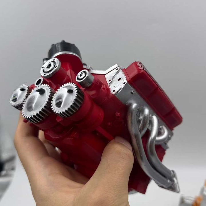Moteur V8 à essence assemblé, maquette fonctionnelle réaliste, parfait pour exposition ou projet éducatif.