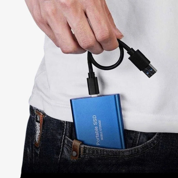 Stockage rapide et sécurisé avec ce SSD externe portable. Sauvegarde de données compacte pour informatique.