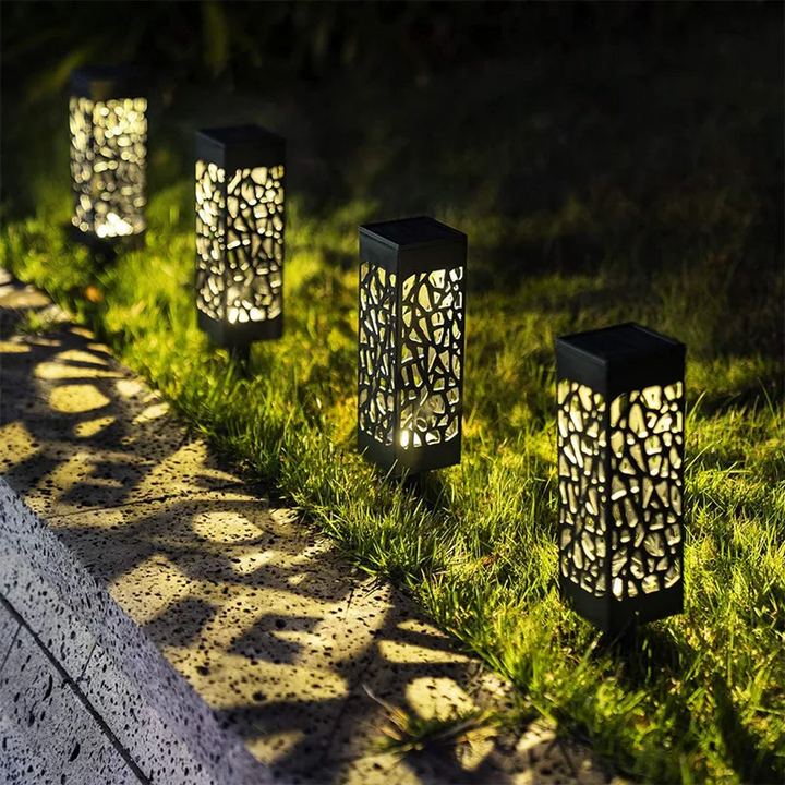 Lampe solaire de jardin robuste et étanche IP65. Éclairage LED extérieur fiable pour toutes les saisons.