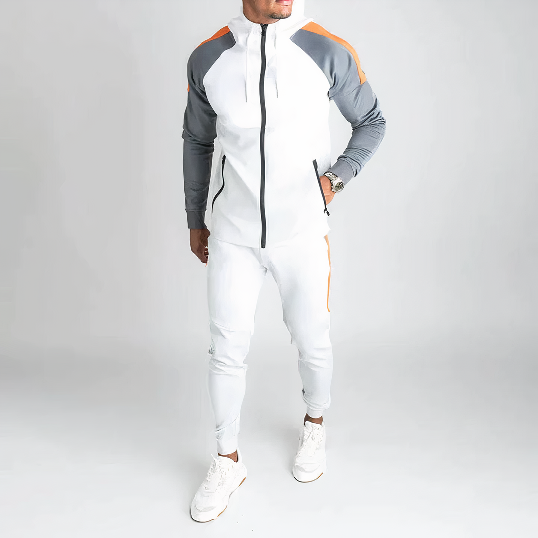 Survêtement homme élégant automne, ensemble jogging décontracté gris anthracite. Confortable pour sport & loisirs.