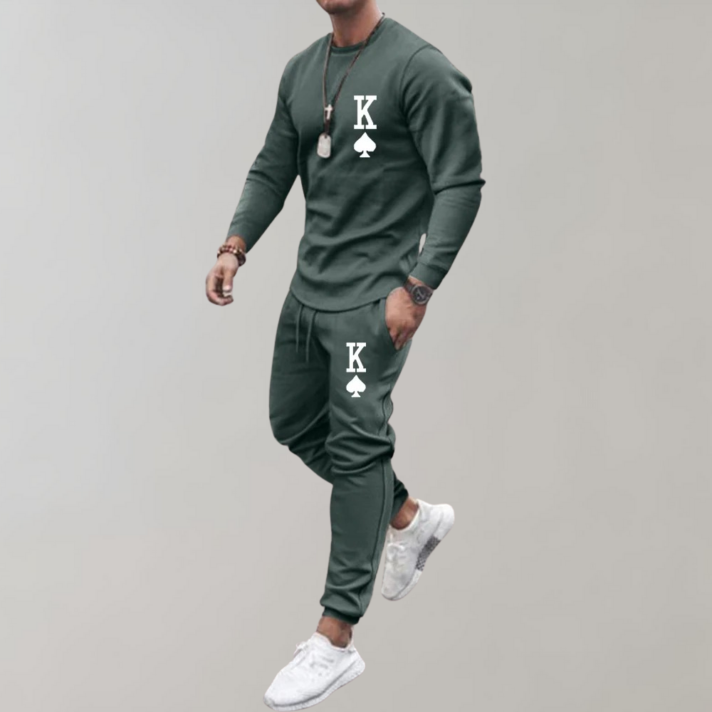 Survêtement homme vert élégant, confortable pour sport et détente. Ensemble sportswear décontracté pour mode masculine.