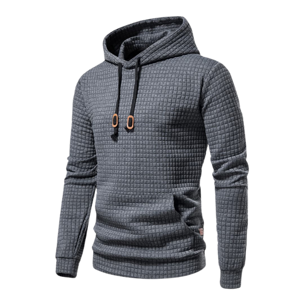 Sweat homme à capuche bleu marine avec poche kangourou et poignets côtelés. Idéal pour un style casual.