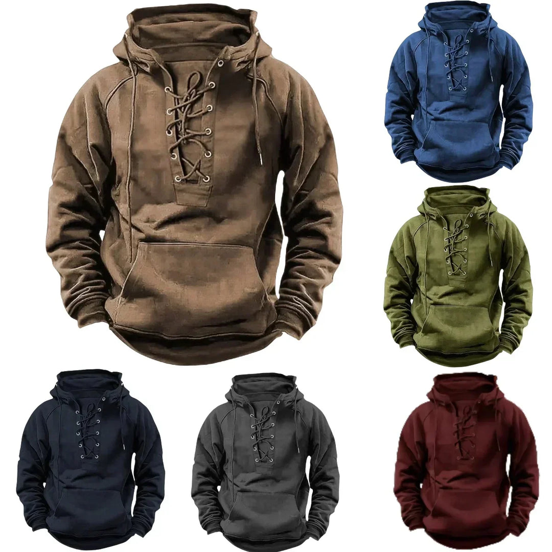 Sweat-shirt homme à capuche, tissu épais et robuste. Confortable et décontracté, idéal pour le quotidien ou l'extérieur.