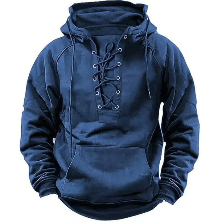 Sweat à capuche homme résistant, idéal pour randonnée ou activités extérieures. Tissu épais, coupe confortable.