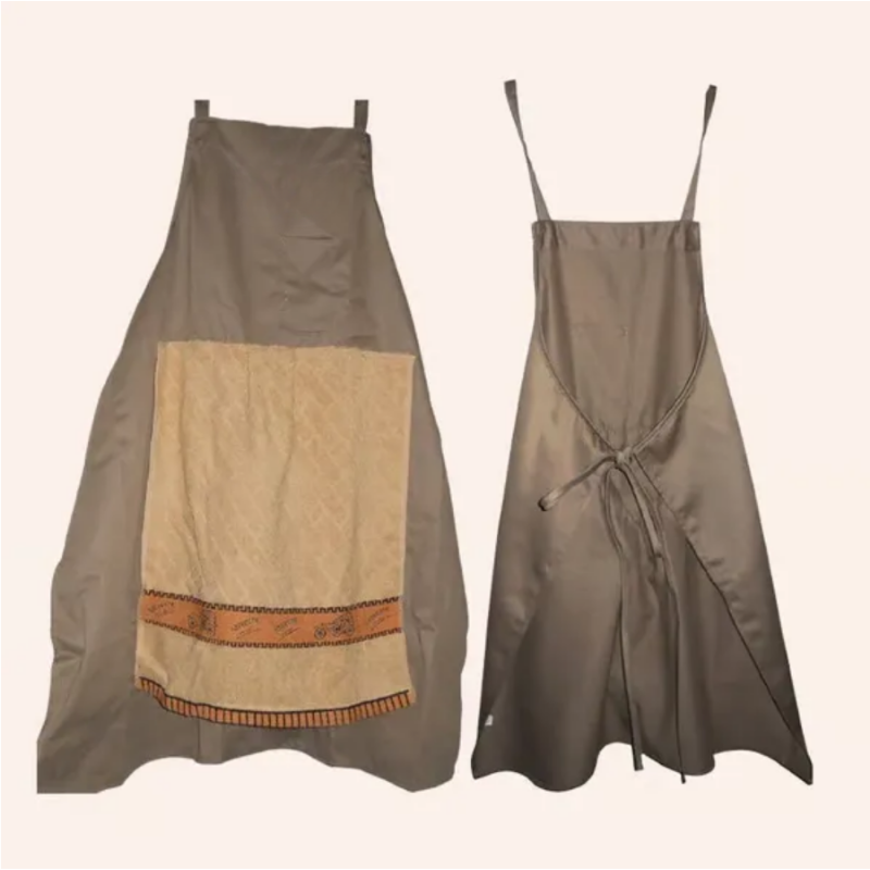 Tablier de cuisine unisexe marron, motif amusant. Idéal pour barbecues, fêtes et comme cadeau original. Polyester.