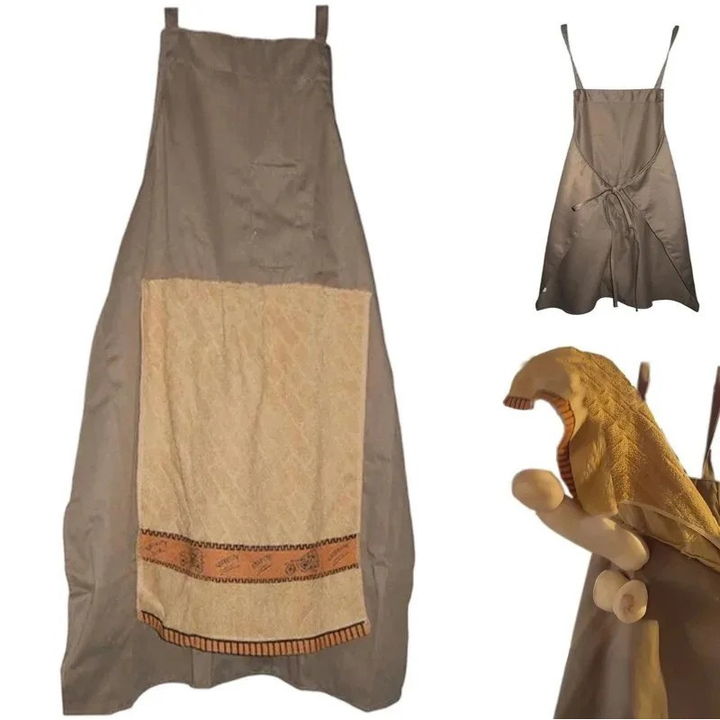 Tablier de cuisine unisexe marron en polyester. Accessoire amusant et idéal pour barbecues, fêtes, cadeau original.