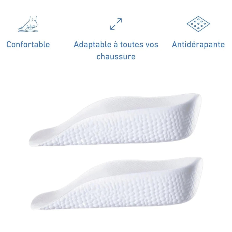 Semelles discrètes pour hommes, augmentant la confiance et la hauteur sans être visibles.
