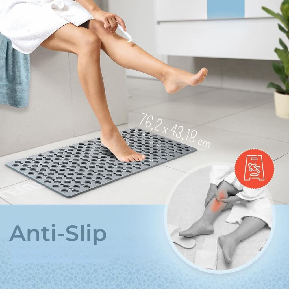 Expérience de douche sécurisée et confortable avec ce tapis antidérapant en PVC/TPE facile à nettoyer.