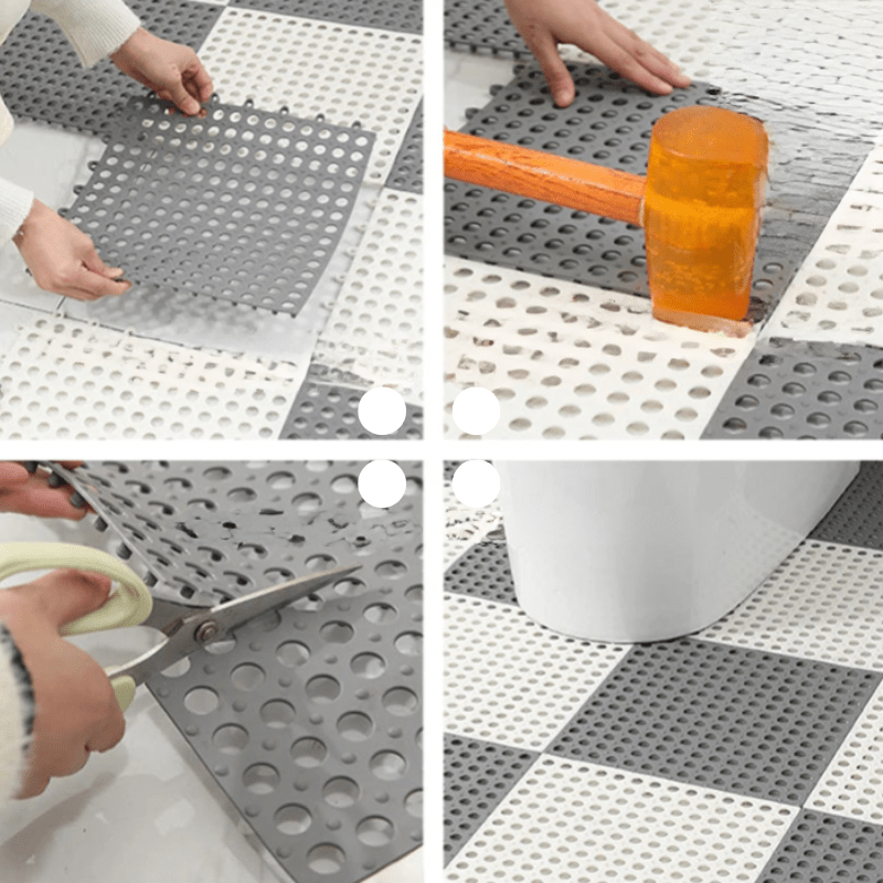 Accessoire de salle de bain blanc/gris: tapis de douche antidérapant sécurise le sol et prévient les chutes.