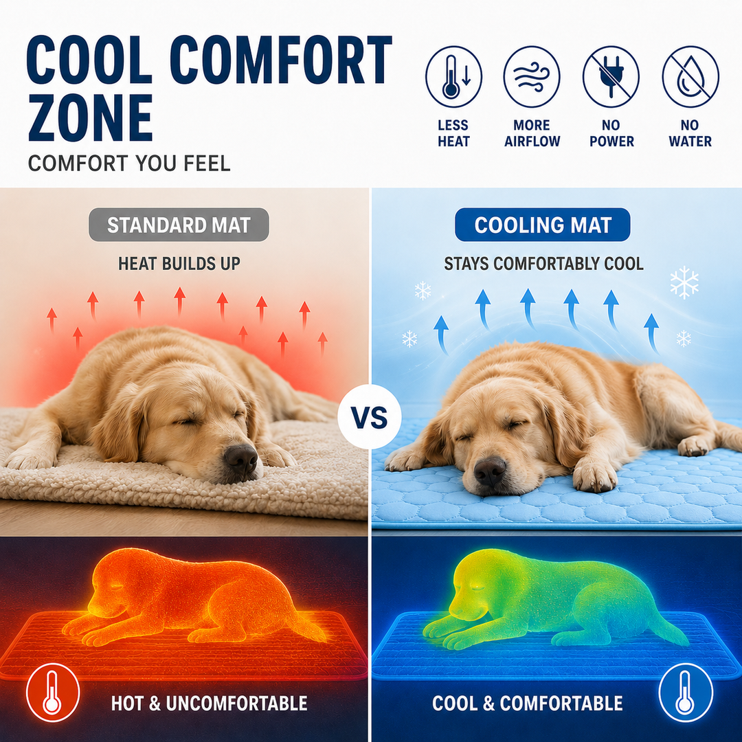 Soulage la chaleur estivale: tapis rafraîchissant matelassé pour chiens et chats. Confort frais optimal.