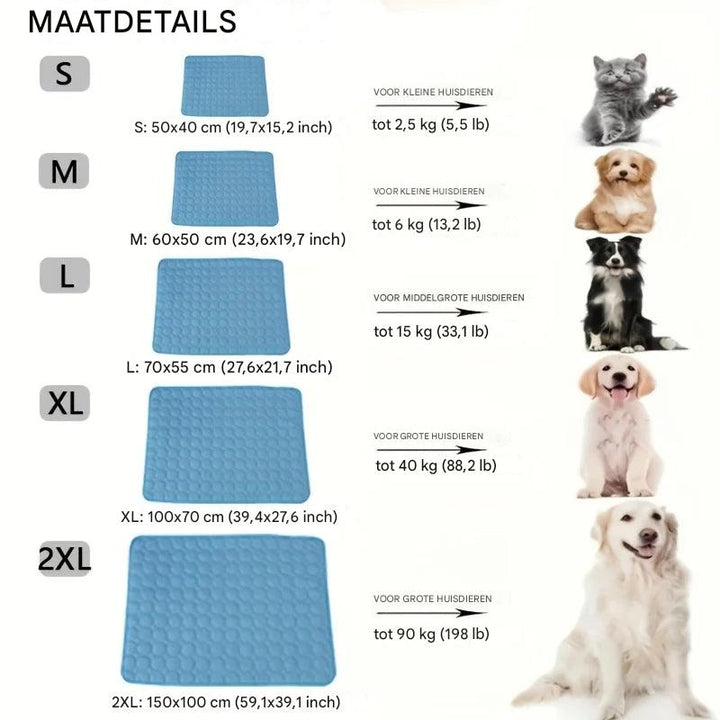 Tapis rafraîchissant gris pour animaux, un accessoire lavable offrant confort et fraîcheur lors des fortes chaleurs.