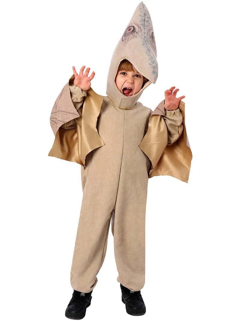 Costume de dinosaure réaliste pour enfant, stimulant l'imagination et le jeu actif.