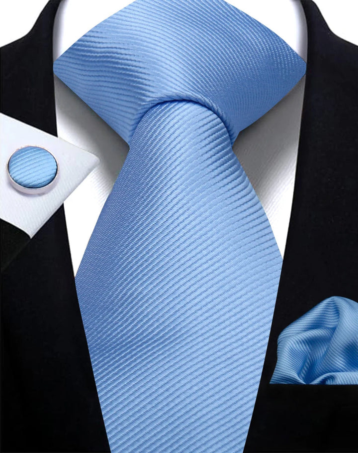 Boutons de manchette et cravate homme uni, ensemble chic pour tenue formelle ou cérémonie.