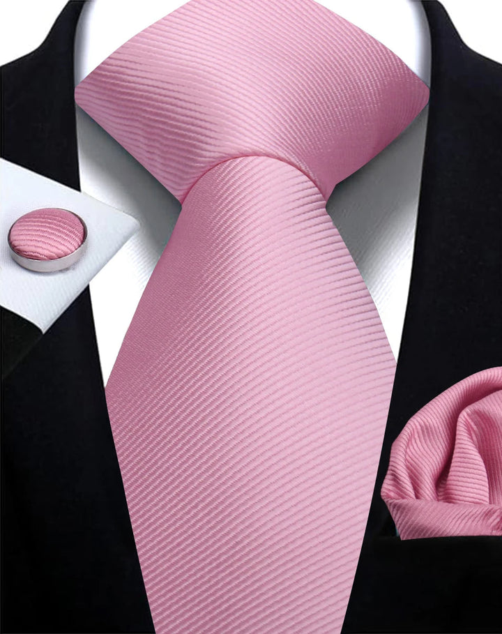 Cravate unie pour hommes, design classique, livrée avec des boutons de manchette élégants.