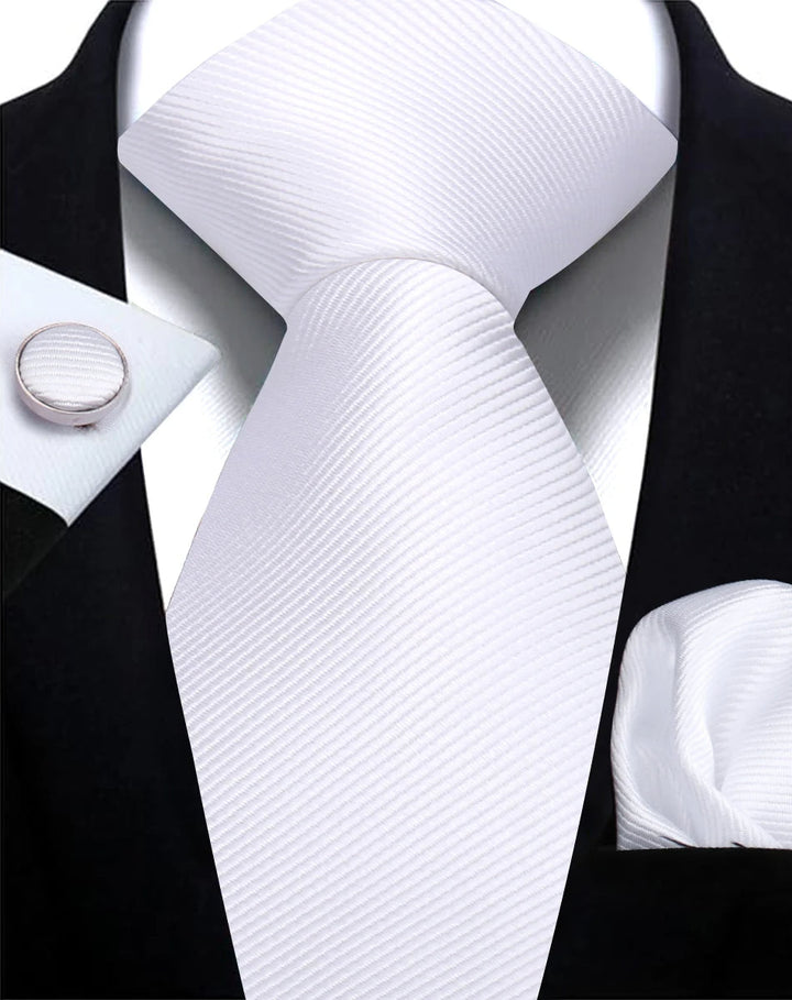 Ensemble cravate homme uni, avec boutons de manchette pour tenue de soirée ou formelle.