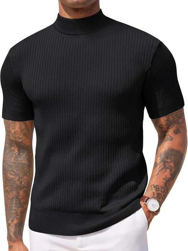Top homme moderne et chic, texture distincte, col montant. Parfait pour un style élégant et décontracté.