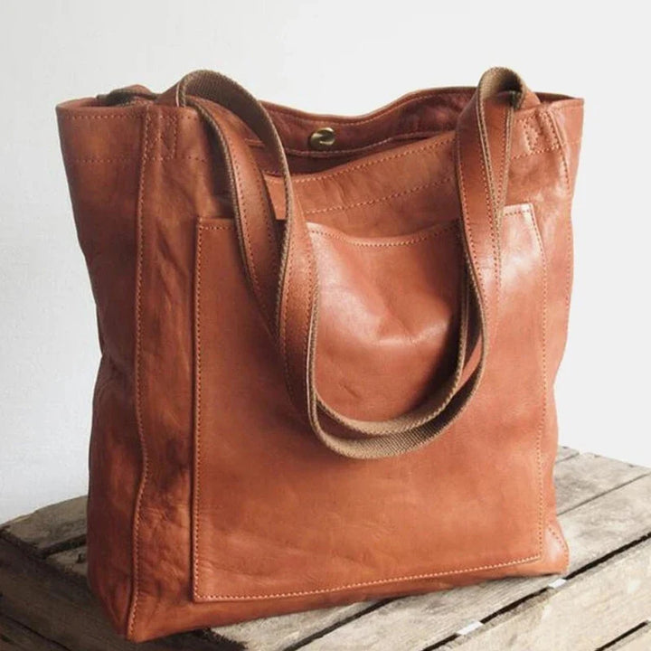 Sac cabas élégant en cuir PU avec compartiments intérieurs, idéal pour organiser ses affaires.