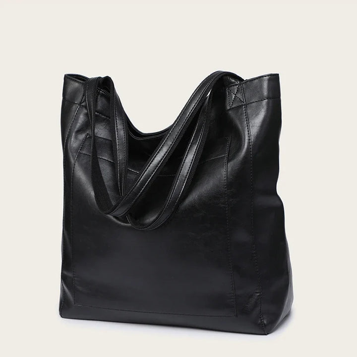 Sac femme mode en cuir PU, style cabas avec anses solides, grand et polyvalent.