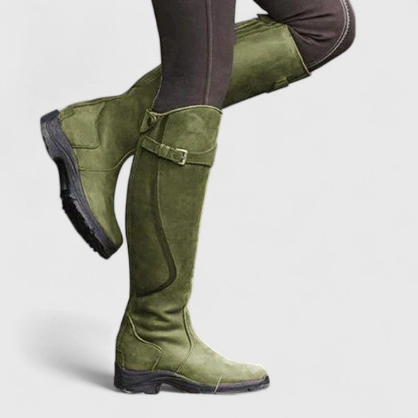 Vue latérale des bottes orthopédiques Rinley pour femmes, mettant en valeur leur soutien et design élégant.