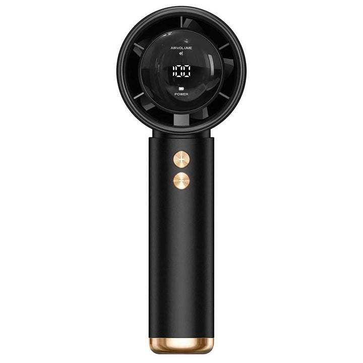 Ventilateur portable numérique pour femme, idéal pour la fraîcheur estivale en voyage ou au bureau.