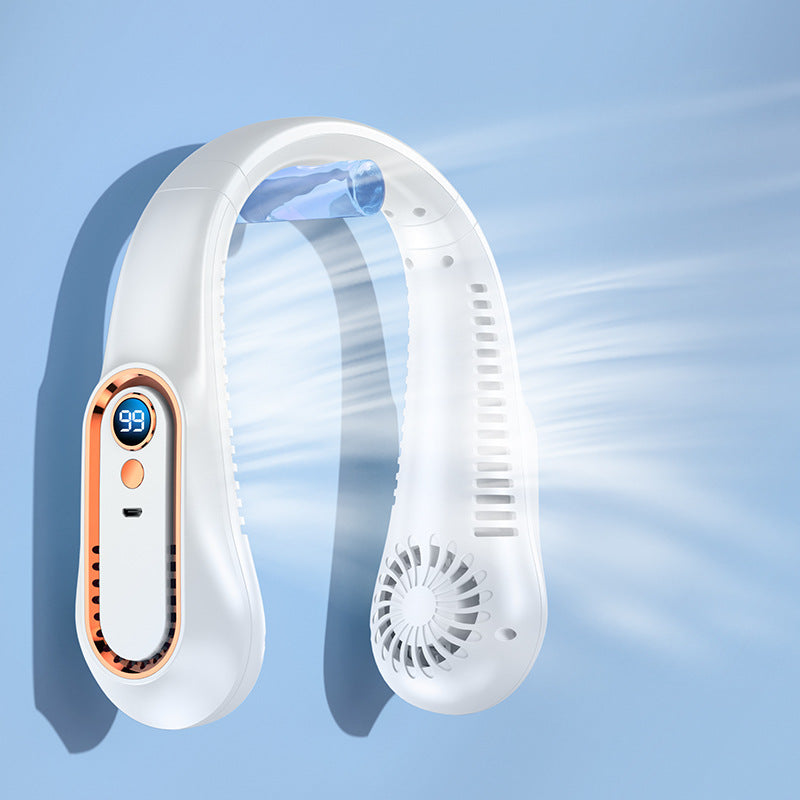 Ventilateur de cou portable avec affichage numérique clair, offrant un rafraîchissement précis et silencieux.
