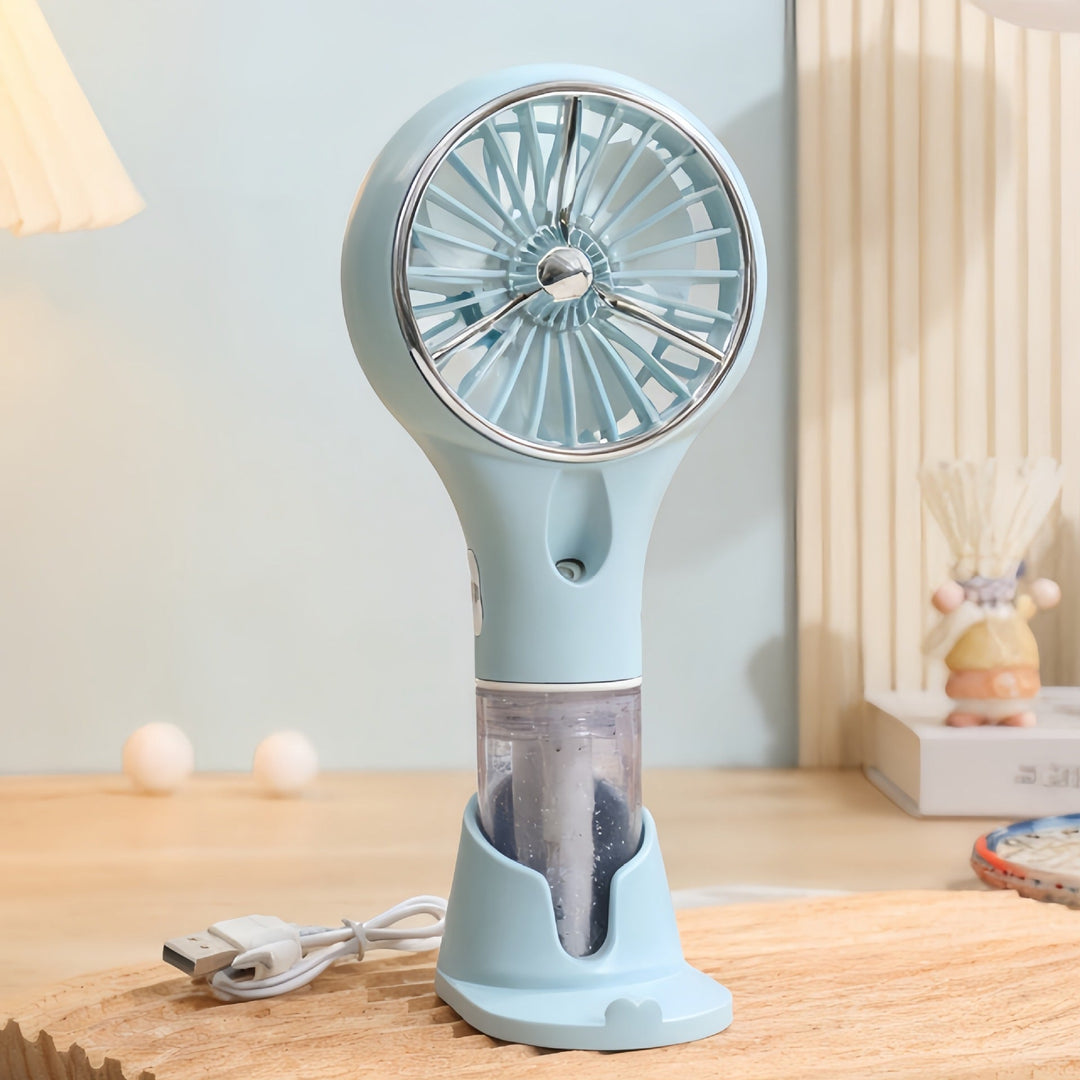 Ventilateur brumisateur portable USB, parfait pour une fraîcheur instantanée en été.
