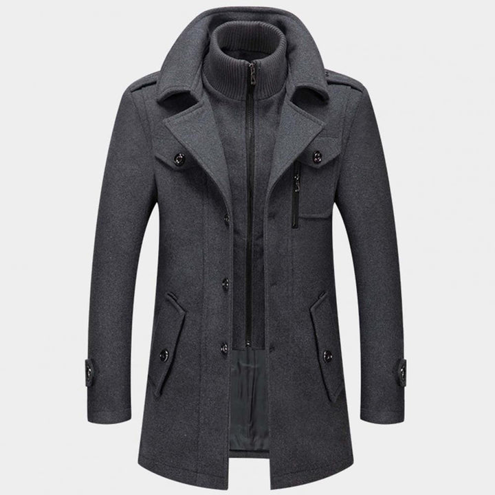 Veste homme chaude automne hiver gris, coupe fluide et élégante pour un confort optimal.