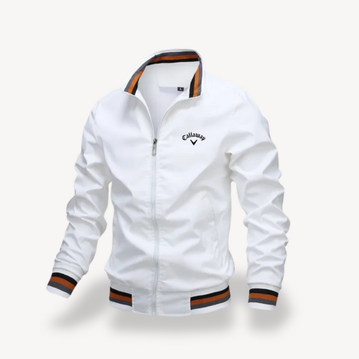 Veste de golf homme coupe-vent déperlante, idéale pour performance sportive et élégance sur le parcours.