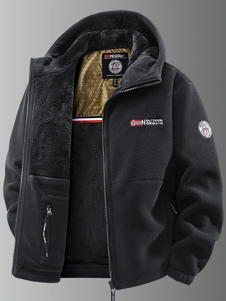 Veste polaire homme thermique et coupe-vent, avec capuche. Chaleur et protection pour l'hiver, la randonnée et le casual.