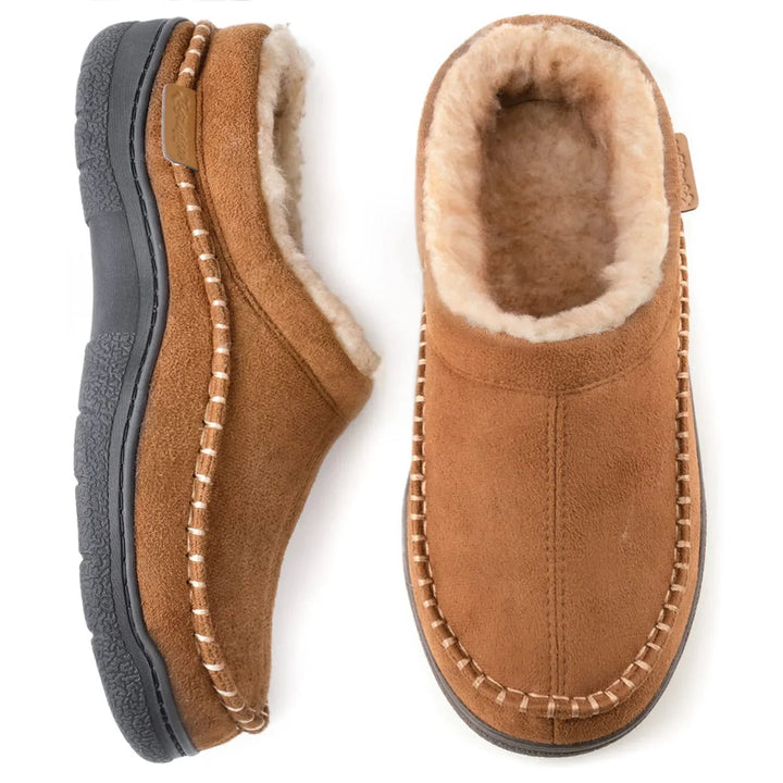 Chaussons homme d'intérieur, confortables et chauds, avec semelle antidérapante pour un maintien sûr.