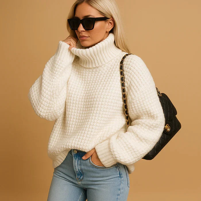 Pull col roulé femme Hyacinth, doux et élégant. Idéal pour l'hiver et l'automne, confort décontracté mode femme.
