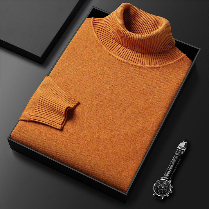 Pull homme col roulé cachemire coupe ajustée, offrant un grand confort et un style classique.