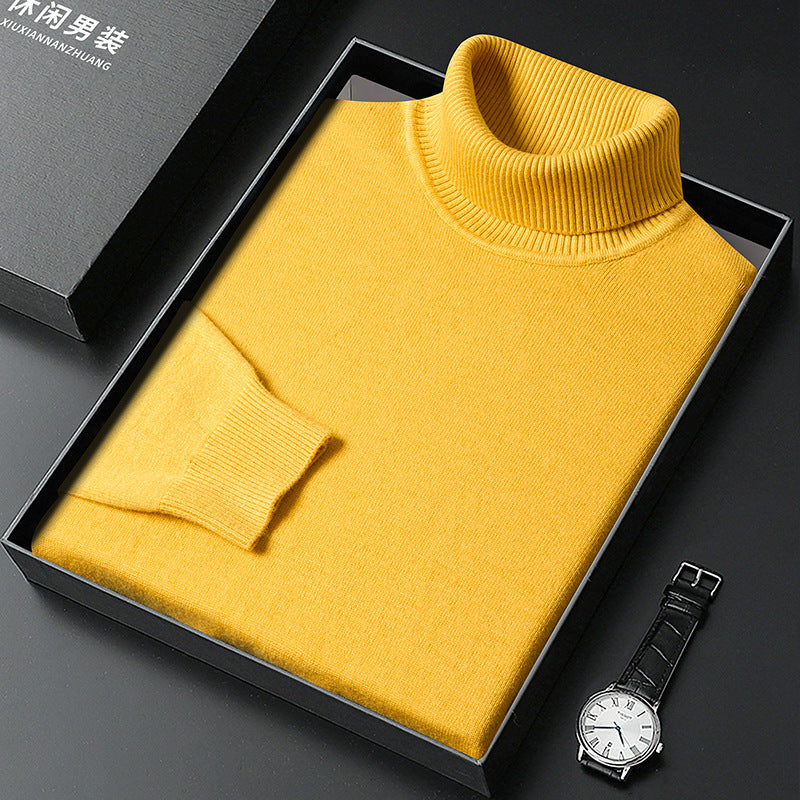 Col roulé classique pour homme en cachemire, un essentiel de la mode masculine hivernale et intemporelle.